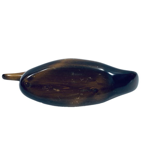Wood Carved Duck Home Decor 12" Long Moveable Head Mancave Hunter‎ Signed B - Picture 8 of 10